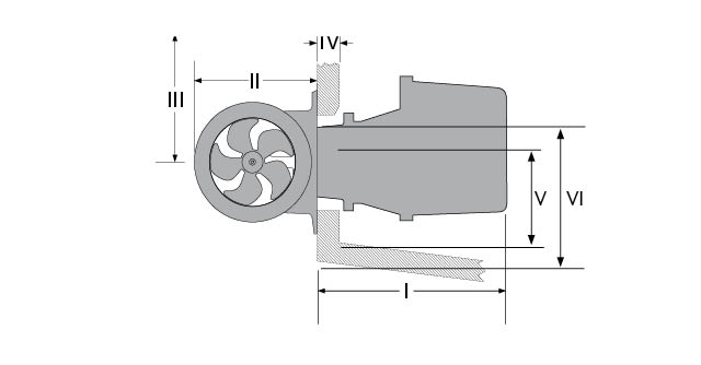 Hekkthruster standard IP SLEIPNER Baugpropell SE80IP 12V m vanntett og gnistsikker motor SE80185T12IP
